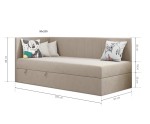 Kontinentalbett 90x200 cm im Glamour-Stil, Bonell-Matratze und Bettkasten, PRINCESS 3M