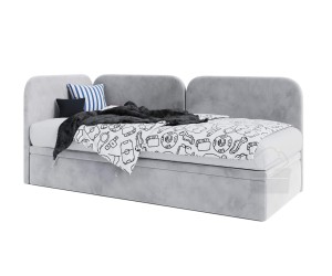 Polsterbett 80x200 cm, Seitenblende und Kopfteil abgerundet, Eckbett OLIVIA 3R