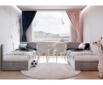 Polsterbett 80x200 cm, Seitenblende und Kopfteil abgerundet, Eckbett OLIVIA 3R