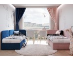 Polsterbett 80x200 cm, Seitenblende und Kopfteil abgerundet, Eckbett OLIVIA 3R