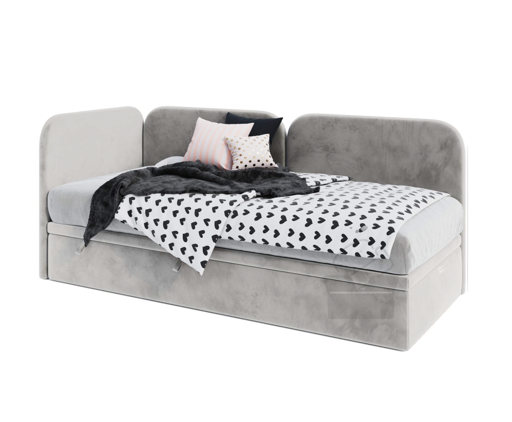 Jugendbett 90x200 cm, Seitenblende und Kopfteil abgerundet, OLIVIA 3R