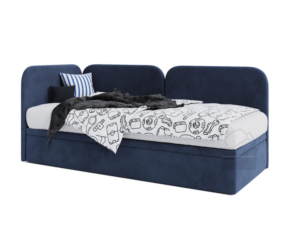 Eckbett 100x200 cm, Seitenblende und Kopfteil abgerundet, OLIVIA 3R