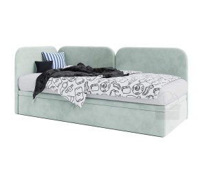 OLIVIA 3R Eckbett 100x200 cm, Seitenblende und Kopfteil abgerundet