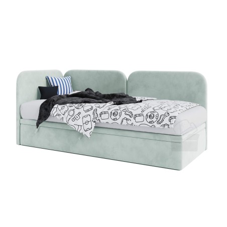 OLIVIA 3R Eckbett 100x200 cm, Seitenblende und Kopfteil abgerundet