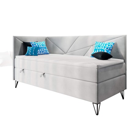 Modernes Einzelbett 90x200 cm mit Bettkasten und Matratze, GEOMETRIC 3M