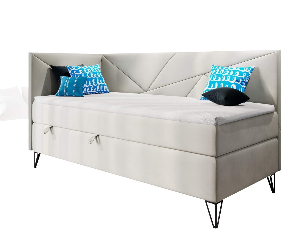 Modernes Einzelbett 90x200 cm mit Bettkasten und Matratze, GEOMETRIC 3M