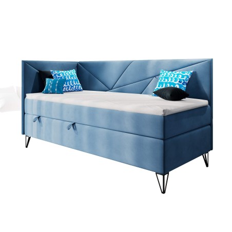 GEOMETRIC 3M Modernes Einzelbett 90x200 cm mit Bettkasten und Matratze