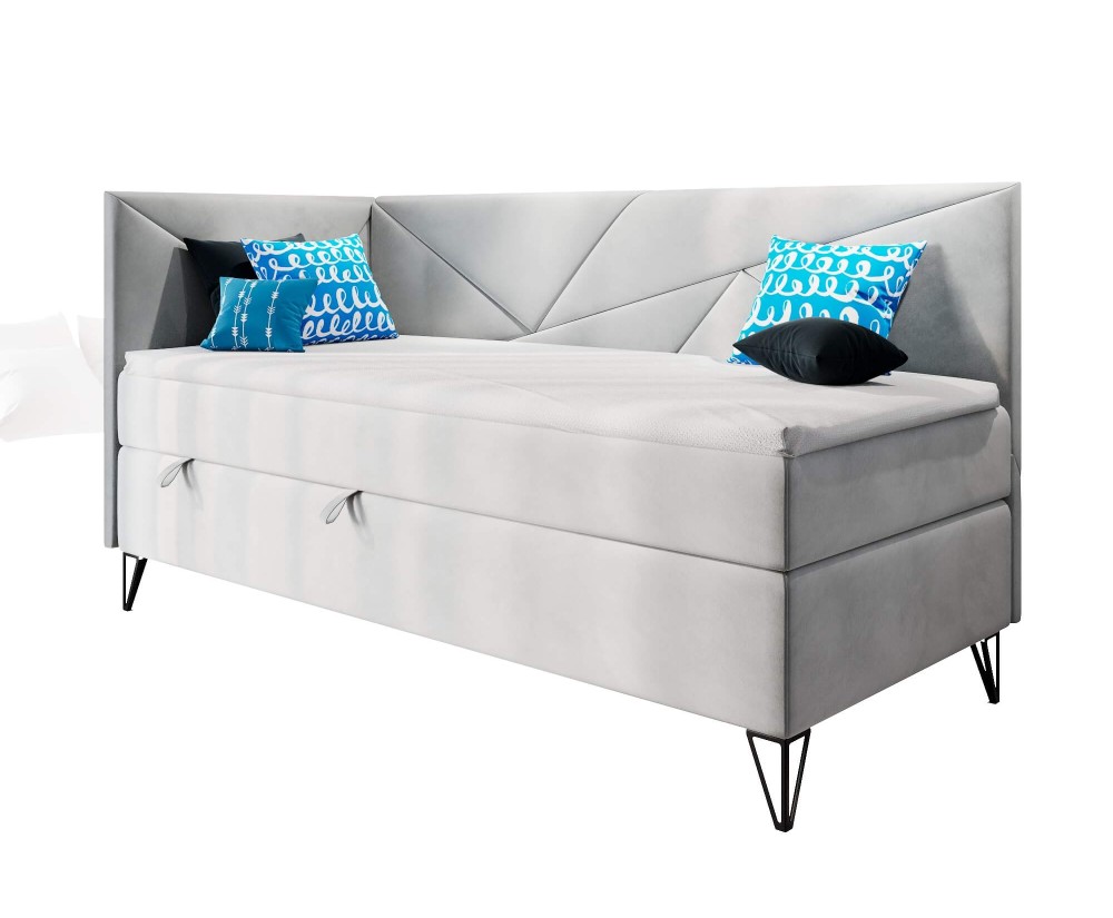 GEOMETRIC 3M Modernes Polsterbett 100x200 cm mit Bettkasten und Matratze