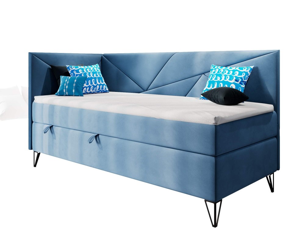 Modernes Polsterbett 100x200 cm mit Bettkasten und Matratze, GEOMETRIC 3M Modernes Polsterbett 100x200 cm mit Bettkasten und Matratze, GEOMETRIC 3M