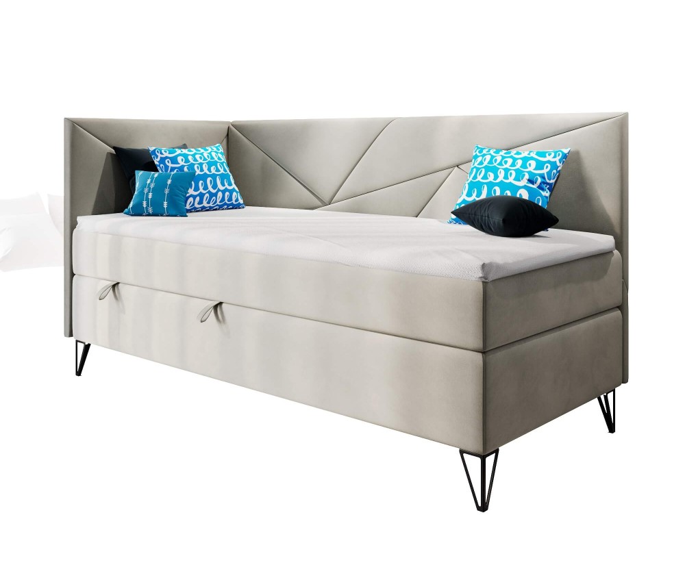 Jugendbett 120x200 cm mit Bettkasten und Matratze, GEOMETRIC 3M