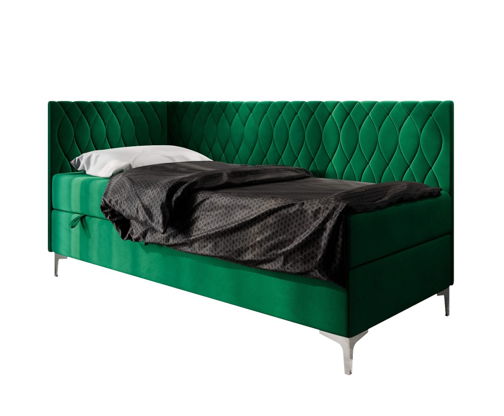Elegantes Polsterbett 80x200 cm mit Bettkasten, verchromte Füße, DIANA 2M