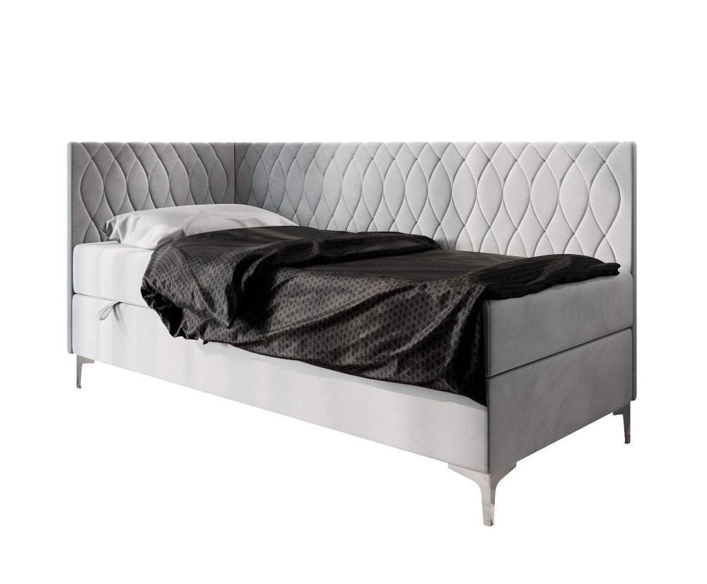 DIANA 2M Stilvolles Einzelbett 90x200 cm mit Bettkasten, verchromte Füße