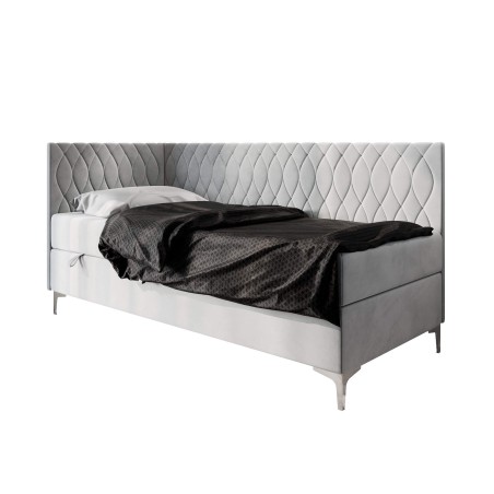 Stilvolles Einzelbett 90x200 cm mit Bettkasten, verchromte Füße, DIANA 2M