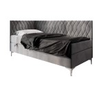 Stilvolles Einzelbett 90x200 cm mit Bettkasten, verchromte Füße, DIANA 2M