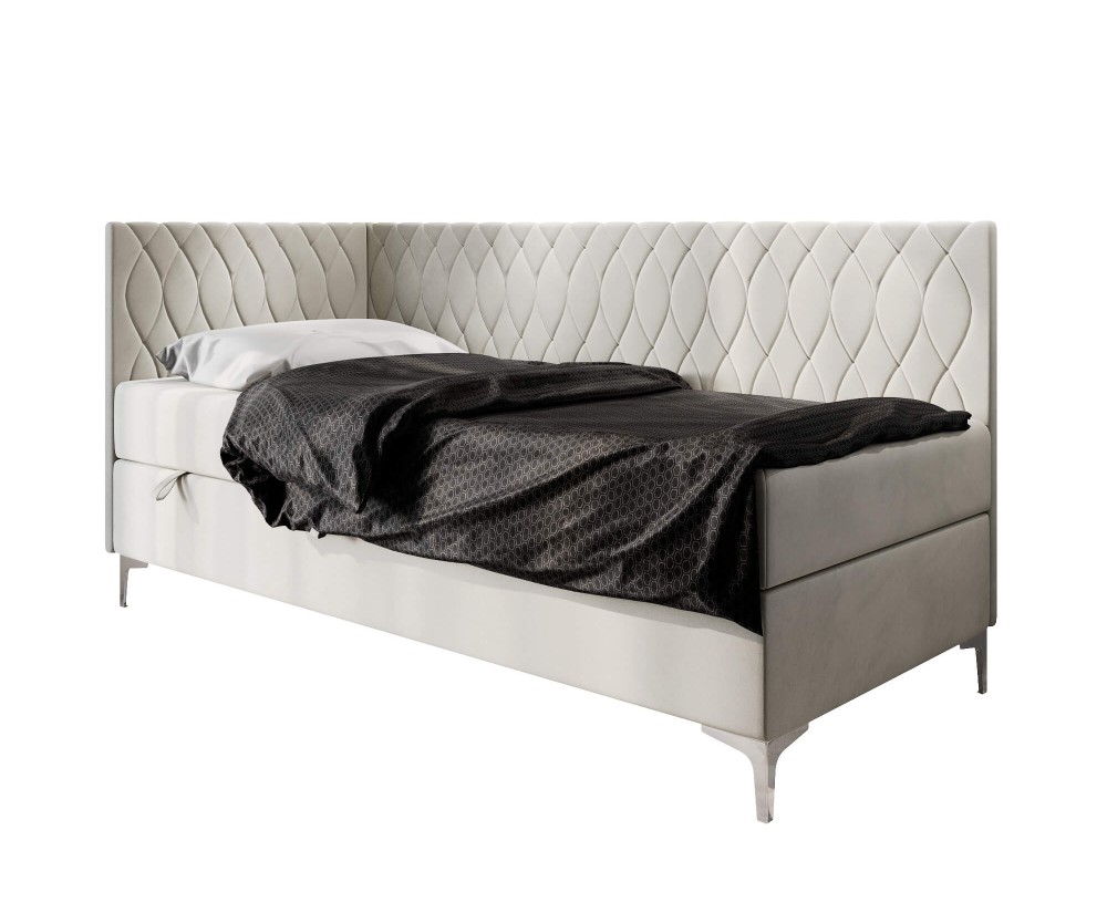 Schönes Kontinentalbett 120x200 cm mit Bettkasten, verchromte Füße, DIANA 2M