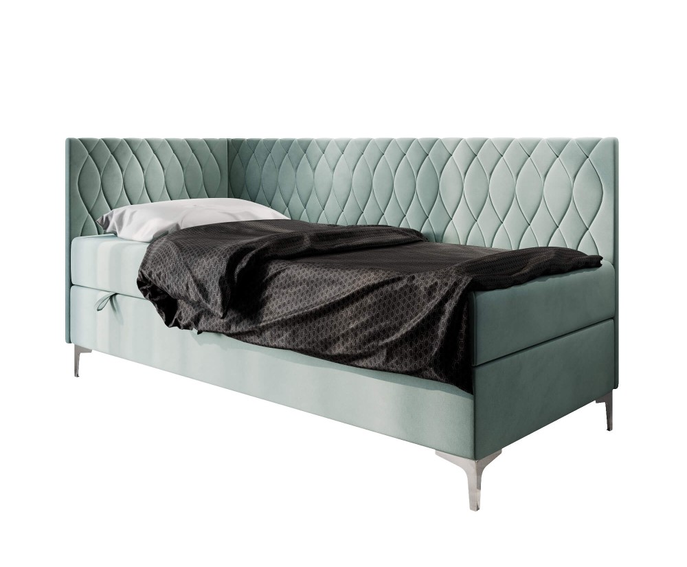 Schönes Kontinentalbett 120x200 cm mit Bettkasten, verchromte Füße, DIANA 2M