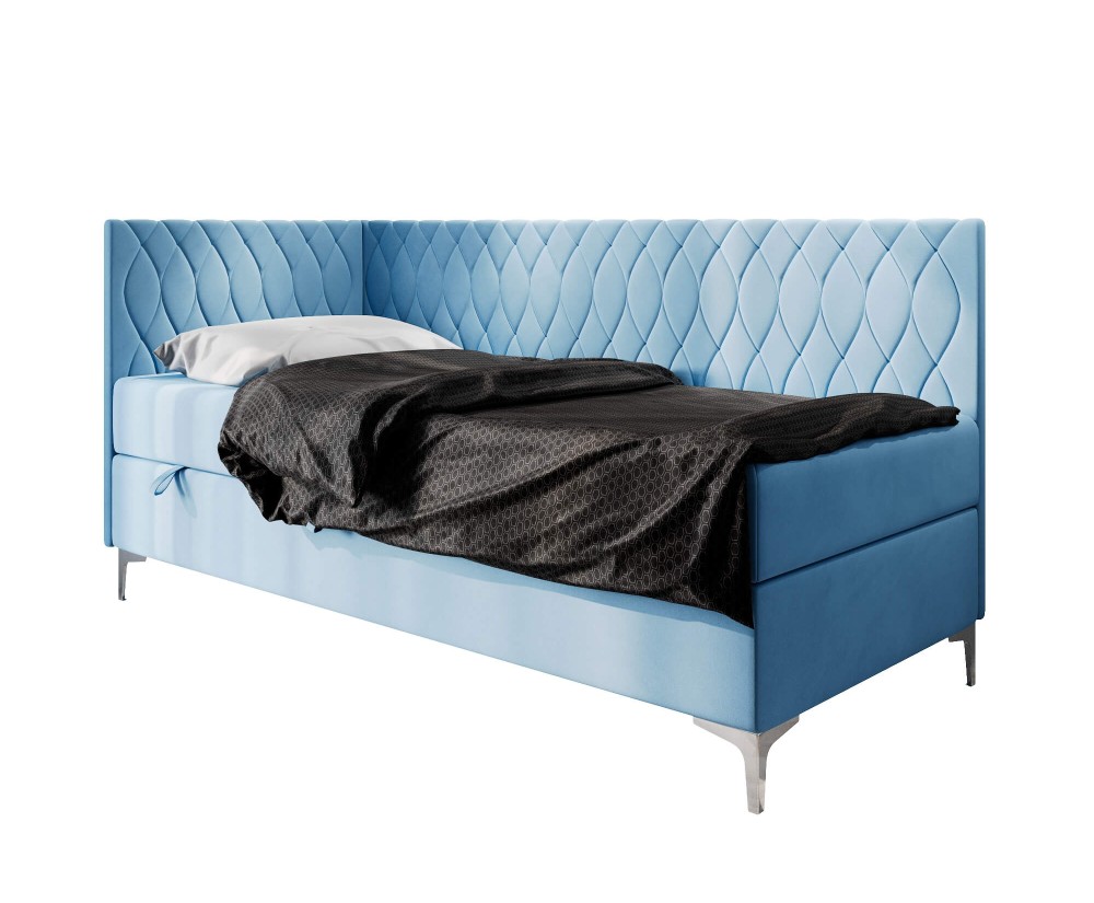 Schönes Kontinentalbett 120x200 cm mit Bettkasten, verchromte Füße, DIANA 2M