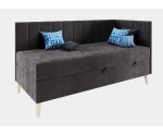 Einzelbett 90x200 cm auf Holzfüßen, Kopfteil und Seitenblende mit vertikalen Nähten, INTARO A16 Einzelbett 90x200 cm auf Holzfüßen, Kopfteil und Seitenblende mit vertikalen Nähten, INTARO A16