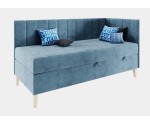 Einzelbett 90x200 cm auf Holzfüßen, Kopfteil und Seitenblende mit vertikalen Nähten, INTARO A16 Einzelbett 90x200 cm auf Holzfüßen, Kopfteil und Seitenblende mit vertikalen Nähten, INTARO A16