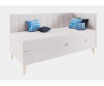Einzelbett 90x200 cm auf Holzfüßen, Kopfteil und Seitenblende mit vertikalen Nähten, INTARO A16 Einzelbett 90x200 cm auf Holzfüßen, Kopfteil und Seitenblende mit vertikalen Nähten, INTARO A16