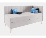 Einzelbett 90x200 cm auf Holzfüßen, Kopfteil und Seitenblende mit vertikalen Nähten, INTARO A16 Einzelbett 90x200 cm auf Holzfüßen, Kopfteil und Seitenblende mit vertikalen Nähten, INTARO A16