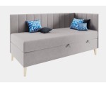 Einzelbett 90x200 cm auf Holzfüßen, Kopfteil und Seitenblende mit vertikalen Nähten, INTARO A16 Einzelbett 90x200 cm auf Holzfüßen, Kopfteil und Seitenblende mit vertikalen Nähten, INTARO A16