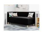 Singlebett 120x200 cm auf Holzfüßen, Kopfteil und Seitenblende mit vertikalen Nähten, INTARO A16