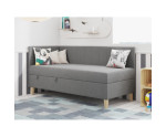 Singlebett 120x200 cm auf Holzfüßen, Kopfteil und Seitenblende mit vertikalen Nähten, INTARO A16