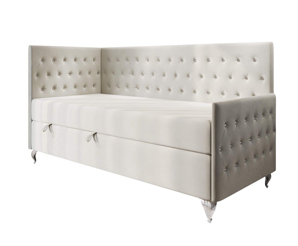 Einzelbett 80x200 cm Glamour mit Ziersteppung - Kristalle, JULIA 3M
