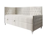 Einzelbett 80x200 cm Glamour mit Kristallen, Fußteil und Bettkasten, JULIA 3M