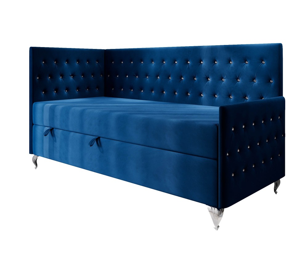 Schlafsofa 90x200 cm Glamour mit Ziersteppung - Kristalle, Bonell-Matratze, JULIA 3M