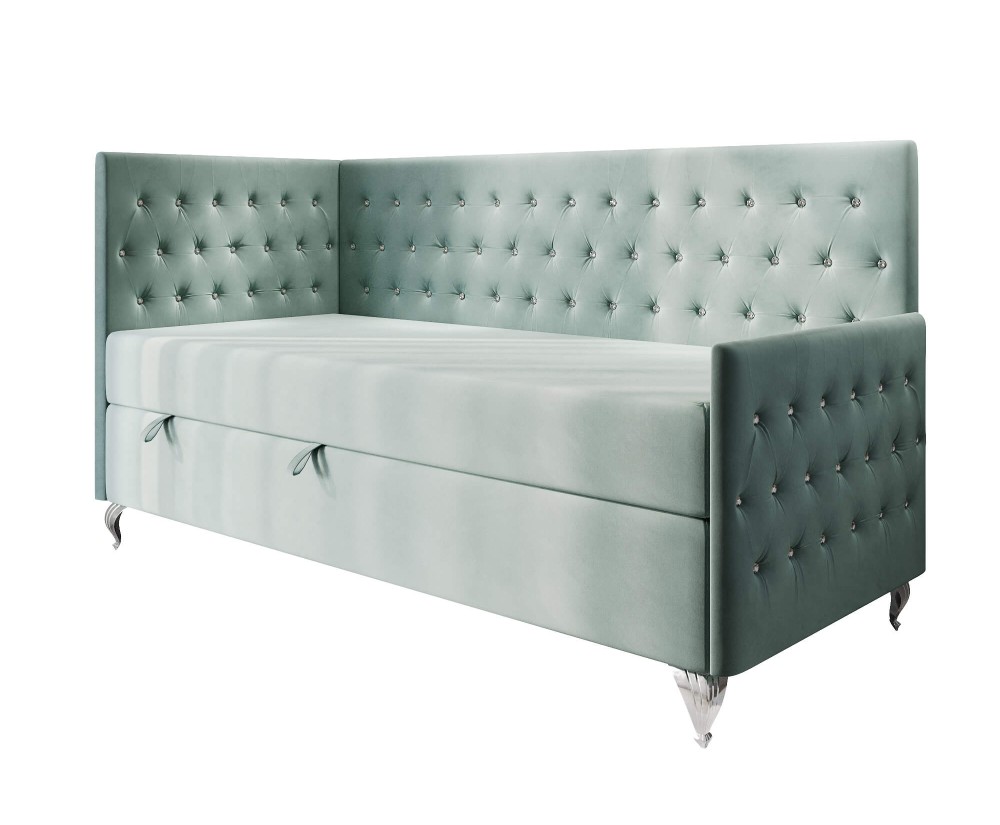 Schlafsofa 90x200 cm Glamour mit Ziersteppung - Kristalle, Bonell-Matratze, JULIA 3M