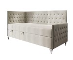 Schlafsofa 90x200 cm im Glamour-Stil mit Kristallen, Bonell-Matratze und Bettkasten, JULIA 3M