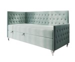 Einzelbett 100x200 cm Glamour mit Kristallen, Bettkasten, Bonell-Matratze, JULIA 3M