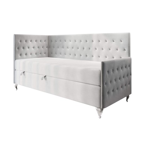 Polsterbett 120x200 cm mit Kopfteil, Fußteil und Bonell-Matratze, Kristalle im Glamour-Stil , JULIA 3M