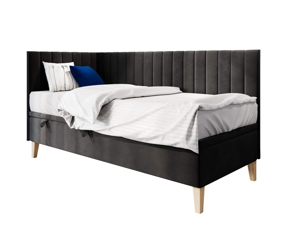 Polsterbett 90x200 cm mit Stauraum, Kinder- & Jugendbett mit Sofafunktion, ohne Matratze, AMELIA 1R