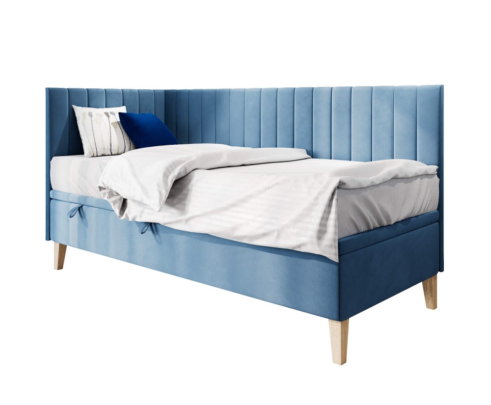 Polsterbett 90x200 cm mit Stauraum, Kinder- & Jugendbett mit Sofafunktion, ohne Matratze, AMELIA 1R