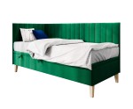 Gepolstertes Eckbett 100x200 cm mit Bettkasten, ohne Matratze, AMELIA 1R