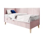 Gepolstertes Eckbett 100x200 cm mit Bettkasten, ohne Matratze, AMELIA 1R