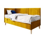 Gepolstertes Eckbett 100x200 cm mit Bettkasten, ohne Matratze, AMELIA 1R
