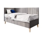 Gepolstertes Eckbett 100x200 cm mit Bettkasten, ohne Matratze, AMELIA 1R