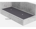 Elegantes Polsterbett 100x200 cm mit Stauraum, Nähte in X-Form, verchromte goldene Füße, MATRIX 1R