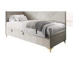 Elegantes Polsterbett 100x200 cm mit Stauraum, Nähte in X-Form, verchromte goldene Füße, MATRIX 1R