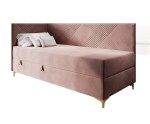 Bequemes Kinderbett 80x200 cm mit Bettkasten und Matratze, goldene Metallfüße, MATRIX 2M
