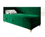 Jugendbett 90x200 cm mit Bettkasten und Matratze, goldene Metallfüße, MATRIX 2M
