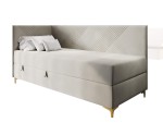 Jugendbett 90x200 cm mit Bettkasten und Matratze, goldene Metallfüße, MATRIX 2M