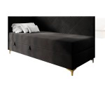 Einzelbett 100x200 cm mit Stauraum und Matratze, goldene Metallfüße, MATRIX 2M