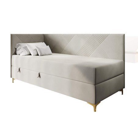 MATRIX 2M Polsterbett 120x200 cm mit Bettkasten und Matratze, goldene Metallfüße