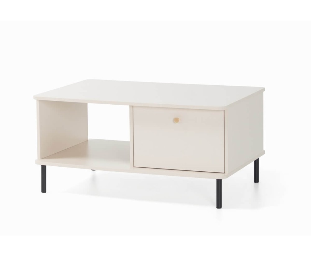 GRANDE GR11 Kaffeetisch, Couchtisch mit Schublade, Sofatisch sandbeige mit Struktur