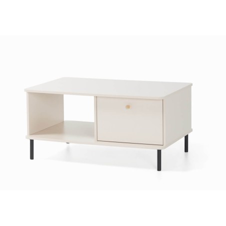 GRANDE GR11 Kaffeetisch, Couchtisch mit Schublade, Sofatisch sandbeige mit Struktur